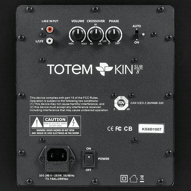 Totem KIN SUB8 zwart SUBWOOFER