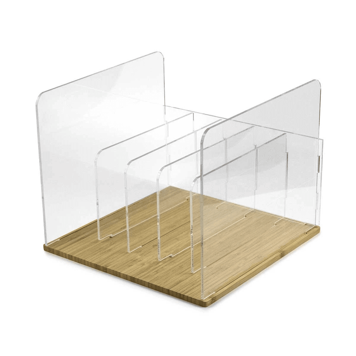 Norstone Vinyl LP storage rack transparant bamboo MEUBEL